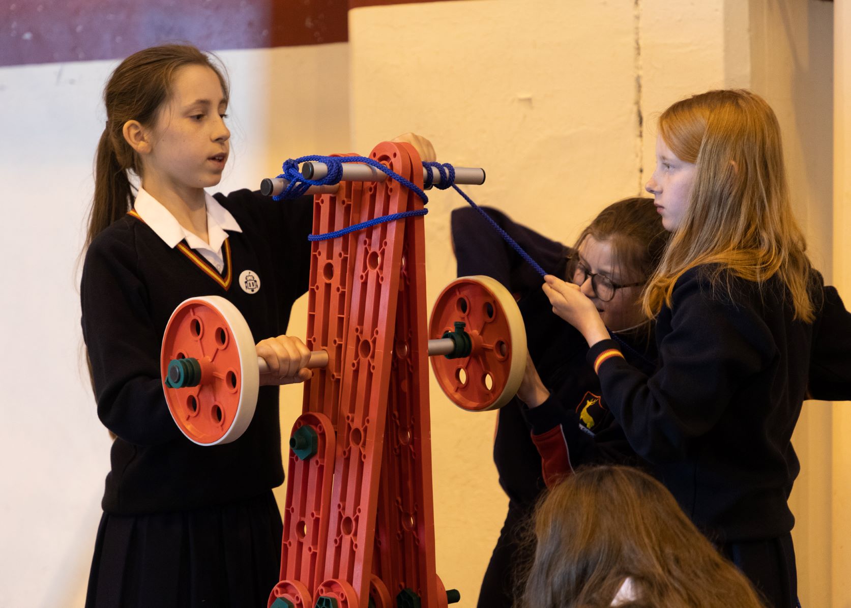 School children make models.